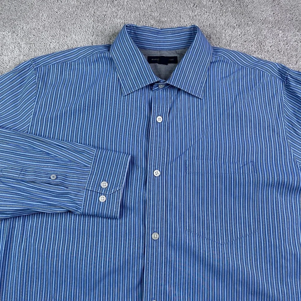 Vintage‎ Banana Republic Shirt Mens XL Blue Stripes Classic Fit Button Down